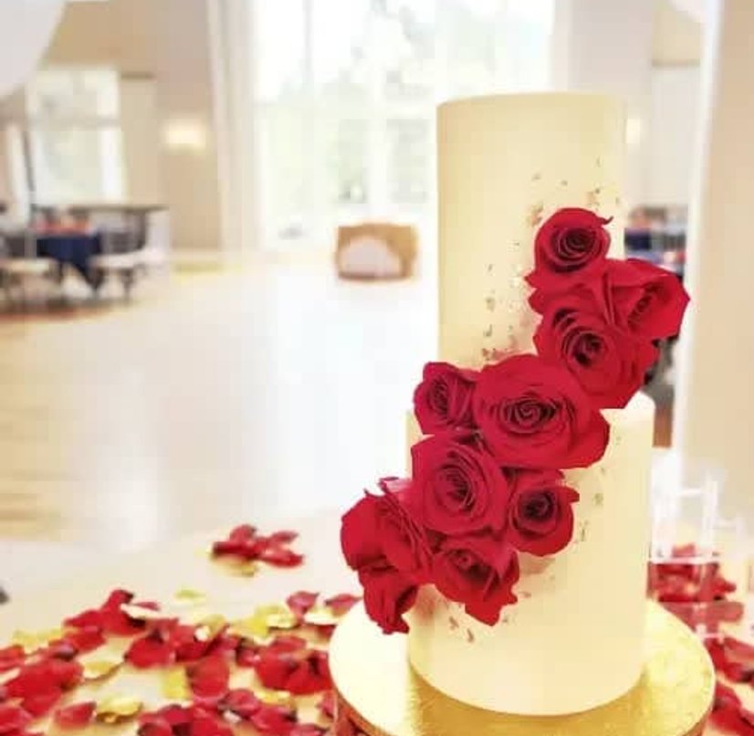 Traditional two-tier wedding cake pricing example by All Things Cake